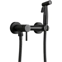 Гигиенический душ со смесителем Haiba HB5510-7 Черный матовый латунь на стену