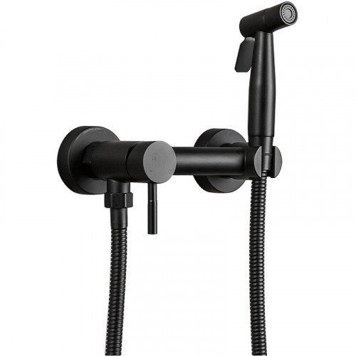 Гигиенический душ со смесителем Haiba HB5510-7 Черный матовый латунь на стену