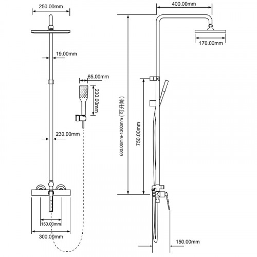 Душевая система Royce Queen RCS-110104CR Хром латунь на стену