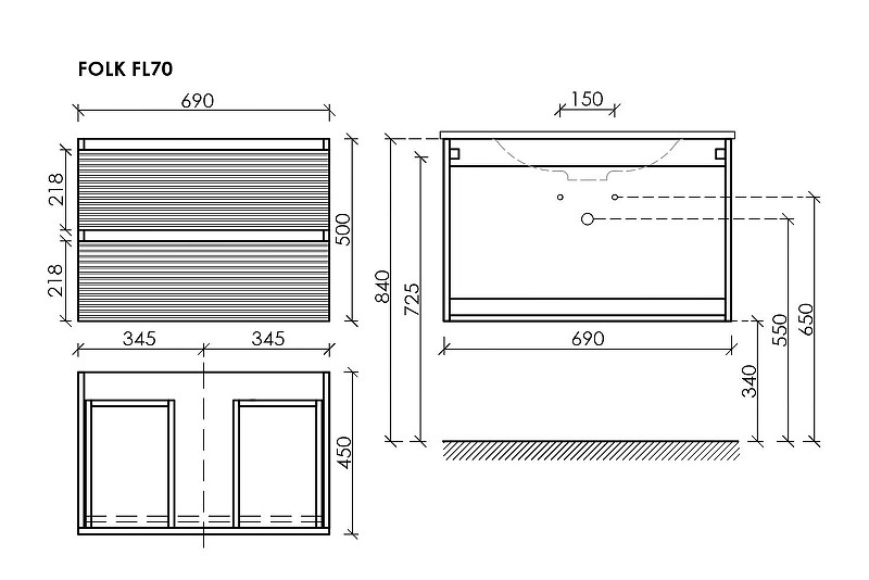 Тумба под раковину Sancos Folk 70 FL70W подвесная Bianco