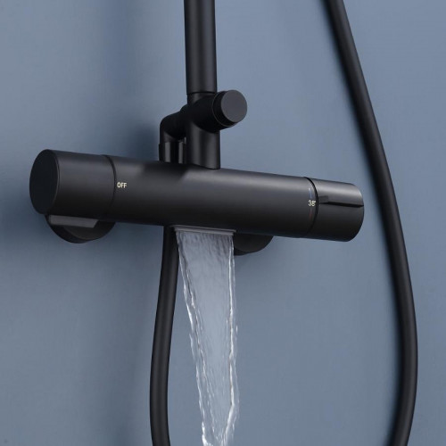 Душевая система ALMAes Doris GK-0345 с термостатом цвет Черный матовый