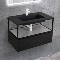 Тумба Cezares Cadro 80 CADRO-80-1C-SO-NR-BLUM подвесная Черная матовая МДФ / ЛДСП