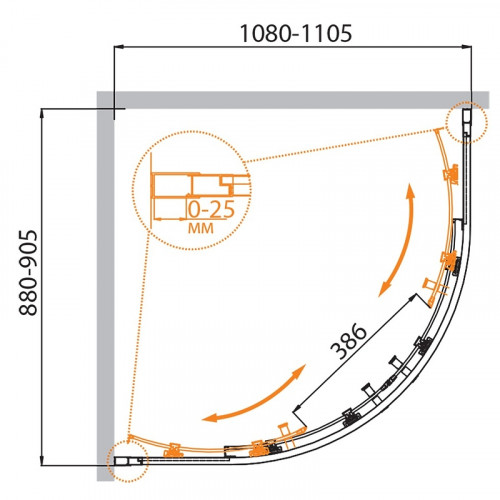 Душевой уголок Cezares Molveno 110x90 MOLVENO-RH-2-110/90-C-Cr-IV профиль Хром стекло прозрачное