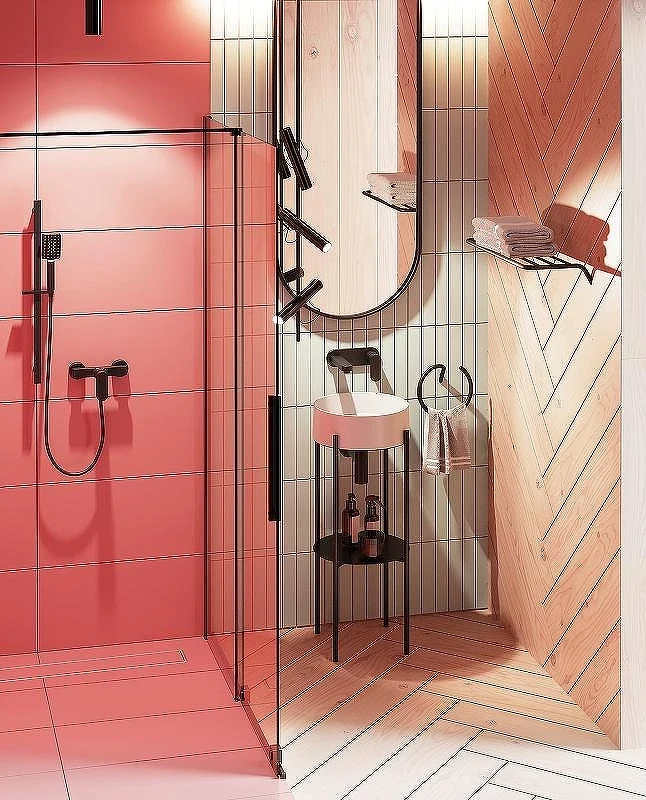 Душевая перегородка Deante Jasmin Walk-In 90 KTJ_N39R профиль Черный матовый стекло прозрачное