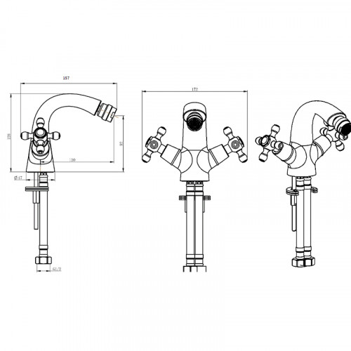 Смеситель для биде Boheme Royal Cristal 276-Royal/CRST black Хром латунь