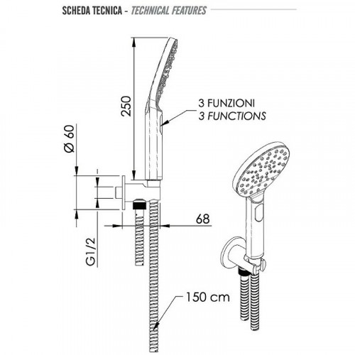 Душевой гарнитур Remer 337M318MP Хром латунь на стену