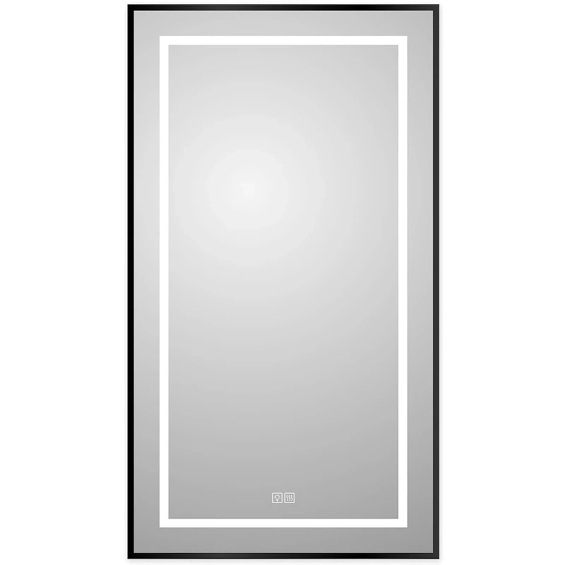 Зеркало BelBagno Kraft 50 SPC-KRAFT-500-900-LED-TCH-WARM-NERO с подсветкой Черное с сенсорным выключателем и подогревом стекло