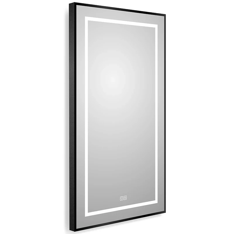 Зеркало BelBagno Kraft 50 SPC-KRAFT-500-900-LED-TCH-WARM-NERO с подсветкой Черное с сенсорным выключателем и подогревом стекло