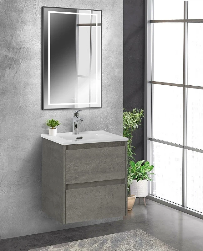 Зеркало BelBagno Kraft 50 SPC-KRAFT-500-900-LED-TCH-WARM-NERO с подсветкой Черное с сенсорным выключателем и подогревом стекло