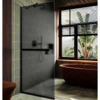 Душевая перегородка Maybah Glass MGD-724-6у 690x1950 в узком профиле Черный стекло графитовое матовое