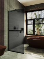 Душевая перегородка Maybah Glass MGD-724-6у 690x1950 в узком профиле Черный стекло графитовое матовое
