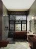 Душевая перегородка Maybah Glass MGD-724-6у 690x1950 в узком профиле Черный стекло графитовое матовое