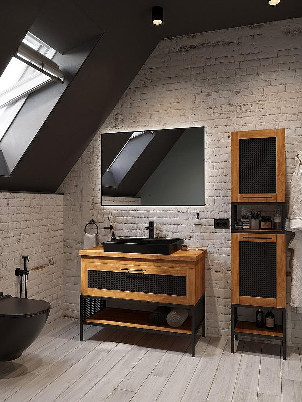 Зеркало DIWO Элиста 100 ЗЛП1738 с подсветкой цвет Черный с бесконтактным выключателем