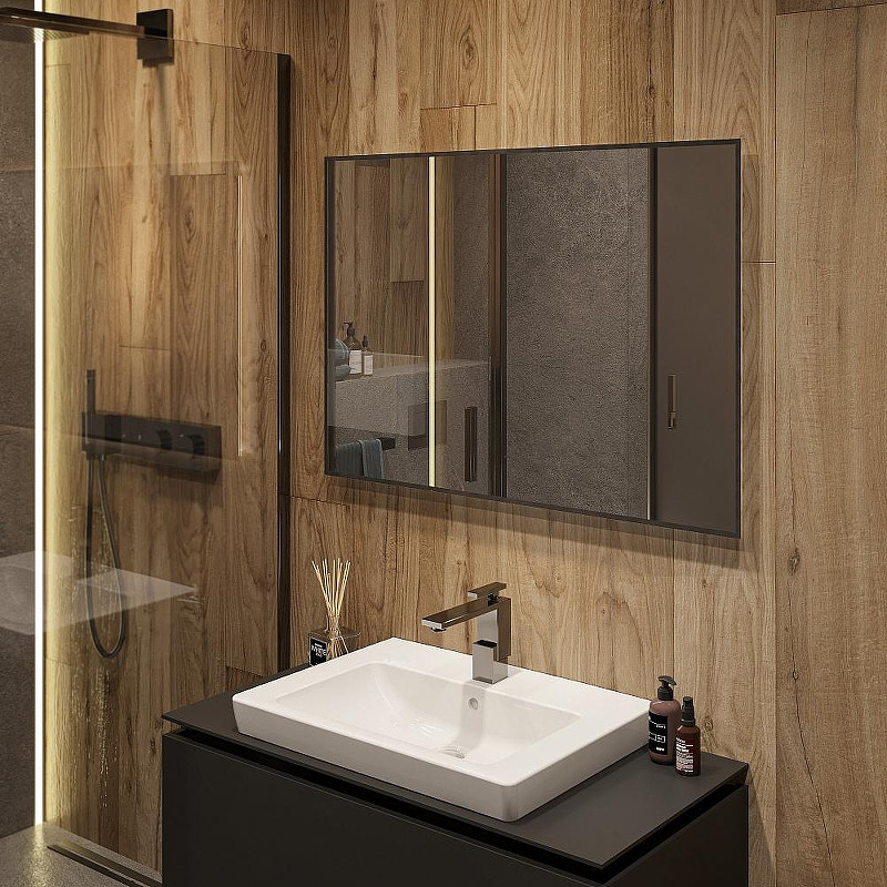 Зеркало DIWO Элиста 100 ЗЛП1738 с подсветкой цвет Черный с бесконтактным выключателем