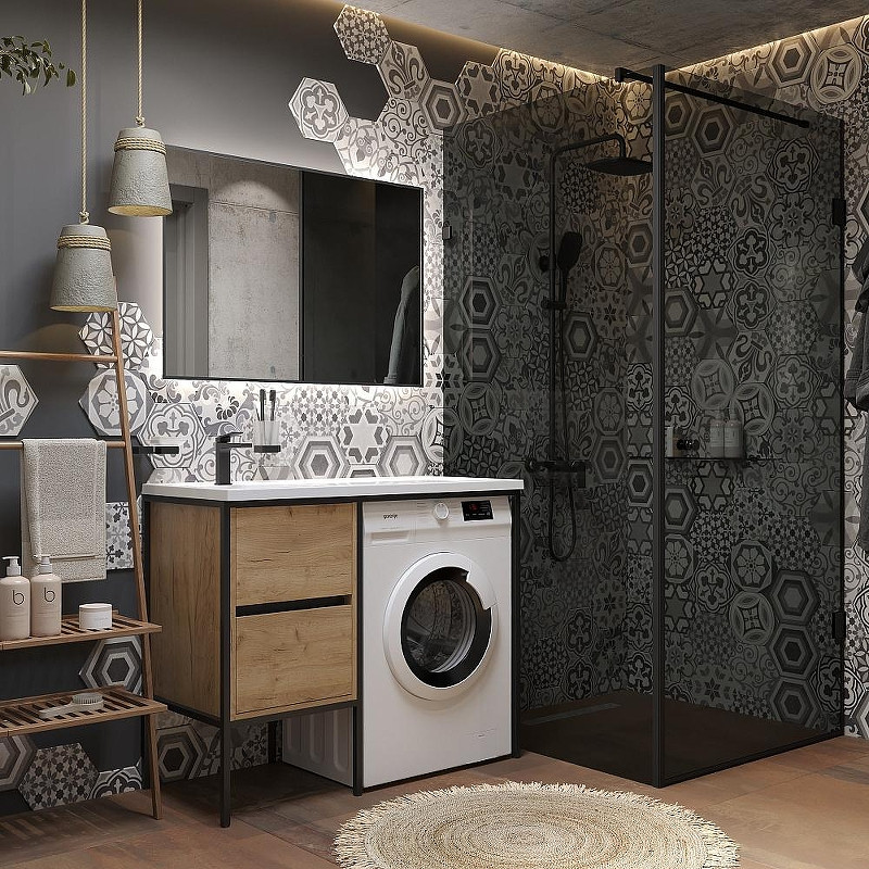 Зеркало DIWO Элиста 100 ЗЛП1738 с подсветкой цвет Черный с бесконтактным выключателем