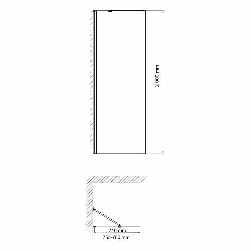 Душевая перегородка WasserKRAFT Aller 80 10H06-RP80 профиль Хром стекло прозрачное