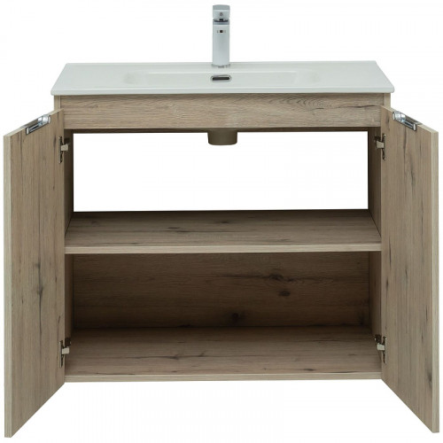 Тумба под раковину Aquanet Алвита New 80 277529 подвесная Дуб Веллингтон МДФ / ЛДСП