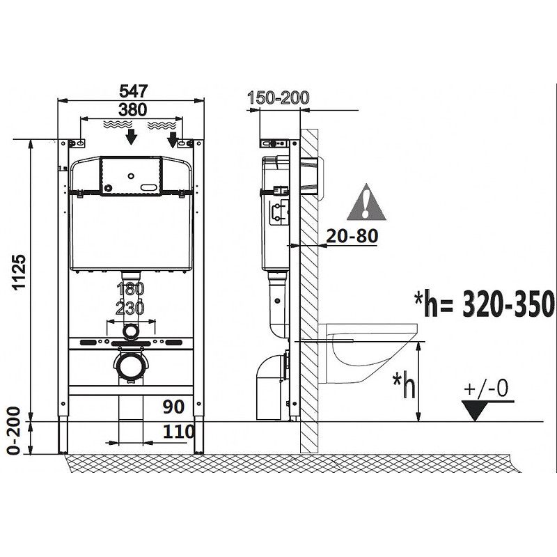 Инсталляция Roca Active 89011101B для унитаза без клавиши смыва