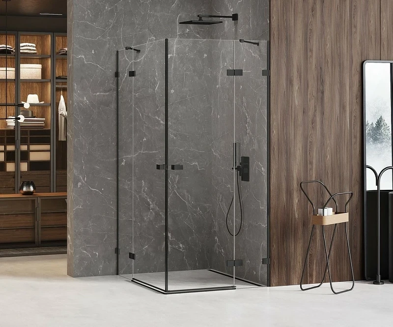 Душевой уголок New Trendy Avexa Black 80х90 EXK-1609 профиль Черный стекло прозрачное