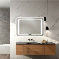 Зеркало Haiba 70 HB664 с подсветкой с сенсорным выключателем и часами стекло