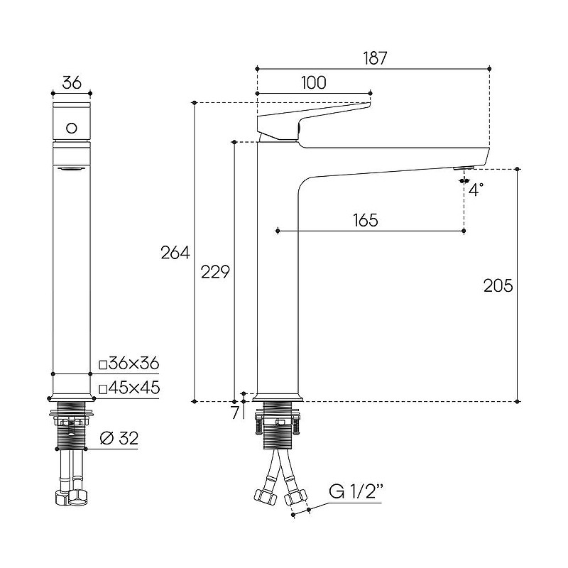 Смеситель для раковины Aqueduto Claro L CLA0345 цвет Оружейная сталь