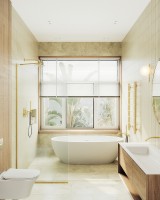 Душевая перегородка Maybah Glass MGD-689-3у 890x1950 в узком профиле Золото стекло прозрачное