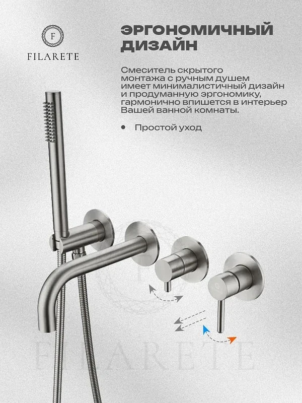 Смеситель для ванны FILARETE Roun FL2122NK цвет Никель