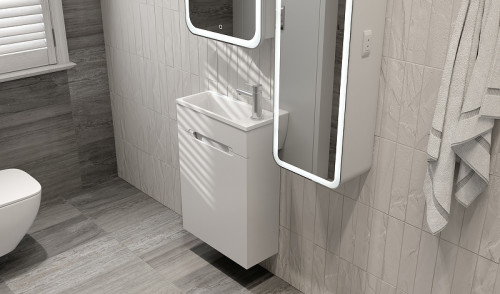 Раковина Jorno Modul 50 Mol.08.50/W/JR Белая искусственный камень (литьевой мрамор) полувстраиваемая