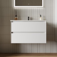 Тумба под раковину Sancos Cento 80 CN80W подвесная Белый глянец МДФ / ЛДСП