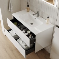 Тумба под раковину Sancos Cento 80 CN80W подвесная Белый глянец МДФ / ЛДСП