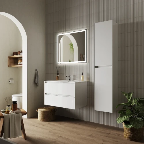 Тумба под раковину Sancos Cento 80 CN80W подвесная Белый глянец МДФ / ЛДСП