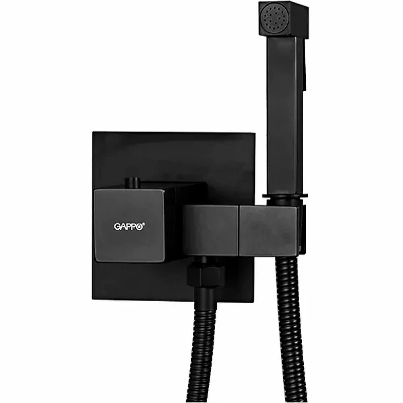Гигиенический душ со смесителем Gappo G7207-60 с термостатом Черный матовый латунь на стену