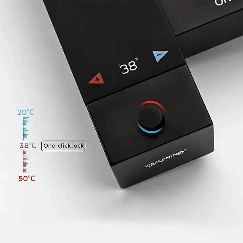 Гигиенический душ со смесителем Gappo G7207-60 с термостатом Черный матовый латунь на стену