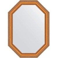 Зеркало Evoform Octagon 71х91 BY 7048 в багетной раме - Золотые бусы на бронзе 60 мм стекло