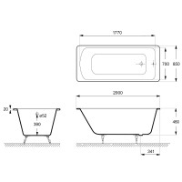 Чугунная ванна Delice Fort 200x85 DLR230622 без отверстий под ручки и антискользящего покрытия