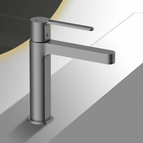 Смеситель для раковины Vincea Rondo VBF-1R1GM Вороненая сталь латунь