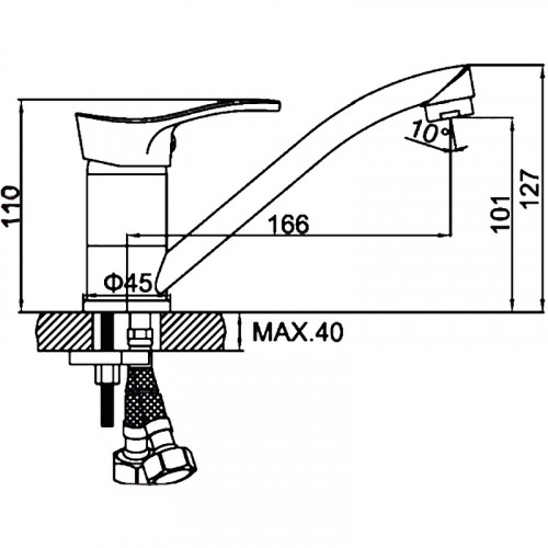 Смеситель для кухни Ledeme H14-B 4514-ВL Хром