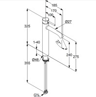 Смеситель для раковины Kludi Bozz 382863976 Черный матовый латунь