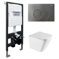 Комплект унитаза с инсталляцией Abber Rechteck AC1219TC-AC0105-AC0121NG цвет Белый с сиденьем Микролифт