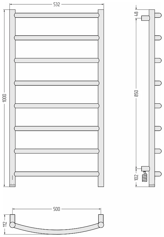 Электрический полотенцесушитель Сунержа Галант 4.1 1000х500 МЭМ L 00-6300-1050 цвет Хром