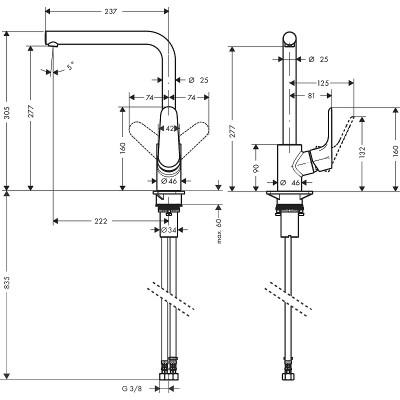 Смеситель для кухни Hansgrohe Focus 31817800 Сталь латунь