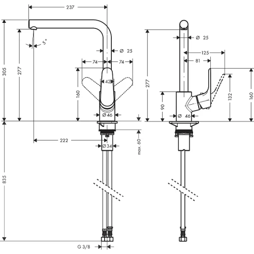 Смеситель для кухни Hansgrohe Focus 31817800 Сталь латунь