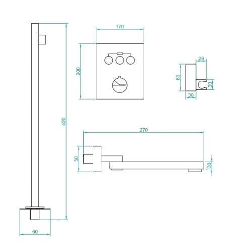 Душевая система RGW Shower Panels SP-371B 511408371-04 с термостатом Черная матовая латунь встраиваемый