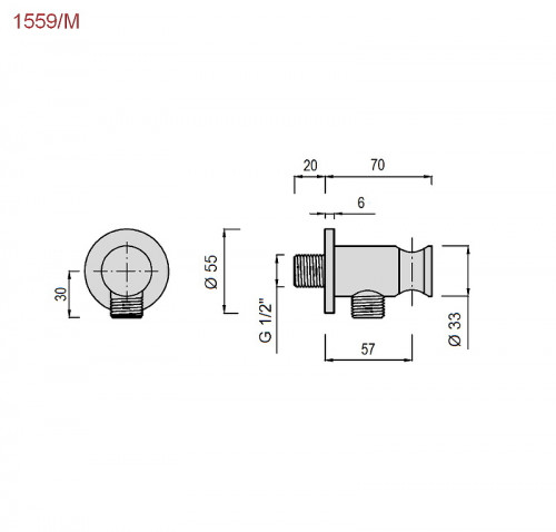 Шланговое подключение Giulini Futuro F1559/M Хром