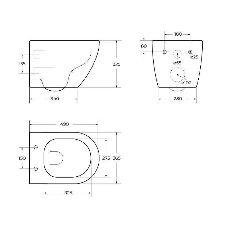 Комплект унитаза DIWO BelBagno Uno BB3105CHR/SC с сиденьем с инсталляцией DIWO 4501 с клавишей смыва цвет Матовый черный