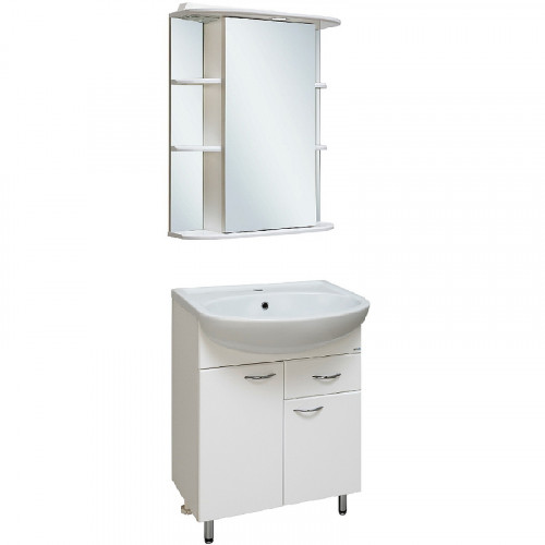 Зеркальный шкаф Runo Гиро 55 R 00000000020 с подсветкой Белый МДФ / ЛДСП, стекло