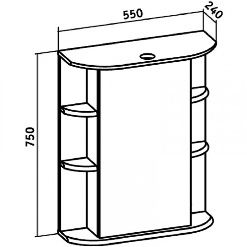 Зеркальный шкаф Runo Гиро 55 R 00000000020 с подсветкой Белый МДФ / ЛДСП, стекло