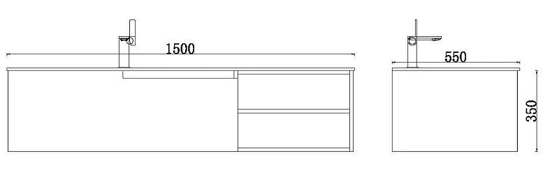 Тумба с раковиной Orans BC-1131 L 150 11311500L подвесная Matt coffee White matt