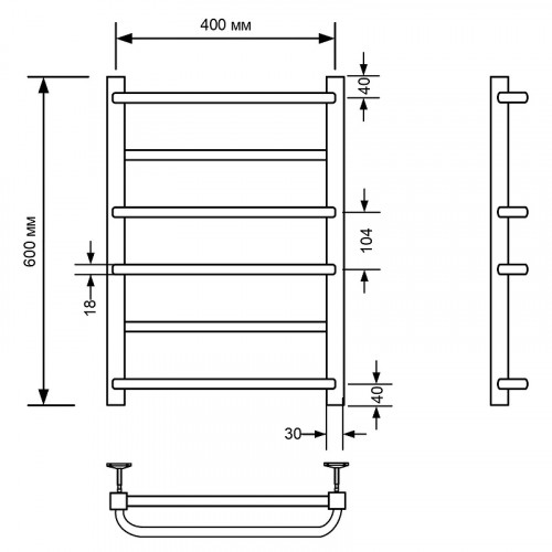 Водяной полотенцесушитель Comfysan Puro-K W-6 60x40 013066 Хром