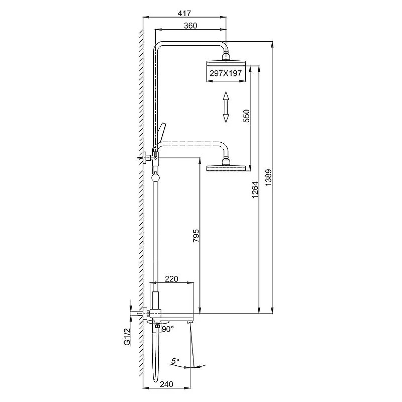 Душевая система Frap F2491-26 цвет Черный матовый